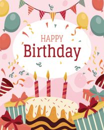 Cake Balloons online Birthday Card | Virtual Birthday Ecard