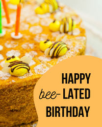 Honey Cake online Belated Birthday Card | Virtual Belated Birthday Ecard
