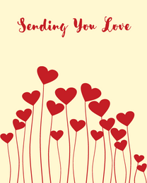 Sending Hearts online Love Card