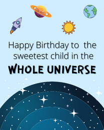 Whole Universe virtual Kids Birthday eCard greeting
