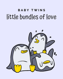 Twin Penguins virtual Baby Shower eCard greeting