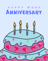 2 Tier Cake online Work Anniversary Card | Virtual Work Anniversary Ecard