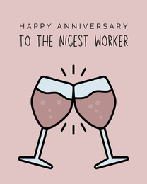 Nicest Worker online Work Anniversary Card | Virtual Work Anniversary Ecard
