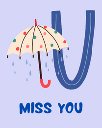 Colorful Umbrella virtual Miss You eCard greeting