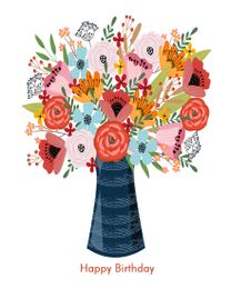 Flower Vase virtual Birthday eCard greeting