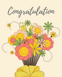 Floral Congrats online Work Anniversary Card | Virtual Work Anniversary Ecard
