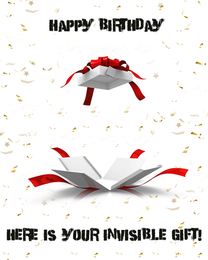 Invisible Gift virtual Funny Birthday eCard greeting