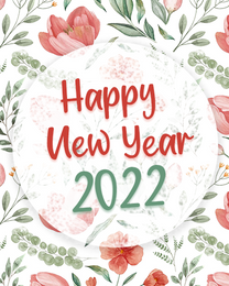 Floral White virtual New Year eCard greeting