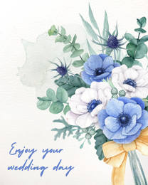 Blue White virtual Wedding eCard greeting