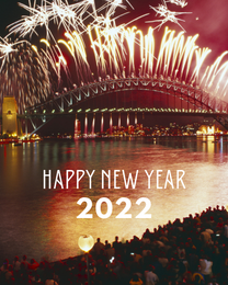 Bridge Fireworks virtual New Year eCard greeting