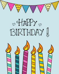 Colorful Candles virtual Birthday eCard greeting