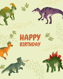 Dinosaur Walk virtual Kids Birthday eCard greeting