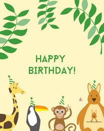 Animal Dance online Kids Birthday Card