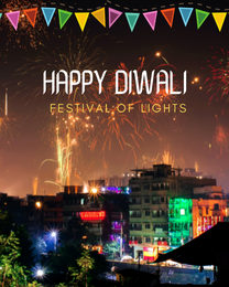 Lighted Buildings online Diwali Card | Virtual Diwali Ecard