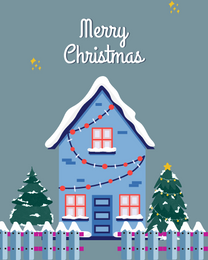 Decorated House online Christmas Card | Virtual Christmas Ecard