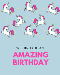 Amazing Unicorn virtual Kids Birthday eCard greeting