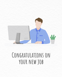 Person online New Job Congratulations Card