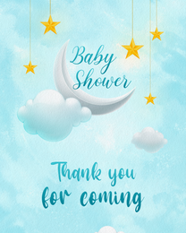 Stars Cloud virtual Baby Shower Thank You eCard greeting