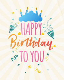 Cake Confetti virtual Birthday eCard greeting