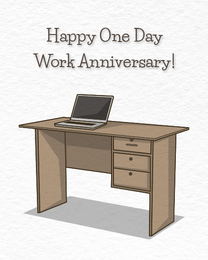 One Day online Work Anniversary Card | Virtual Work Anniversary Ecard