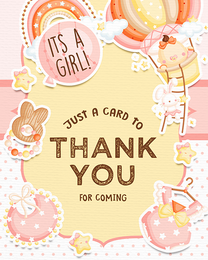 Its A Girl virtual Baby Shower Thank You eCard greeting
