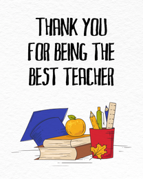 Best Teacher virtual Teacher Thank You eCard greeting