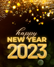 Confetti Golden online New Year Card | Virtual New Year Ecard