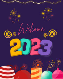 Colourful online New Year Card