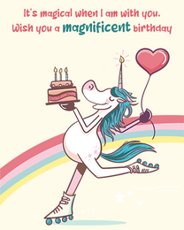 Magnificent Unicorn virtual Birthday For Him eCard greeting
