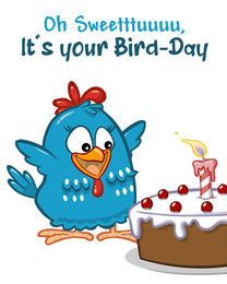 Birdy Cake virtual Birthday For Him eCard greeting