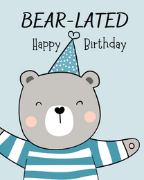 Sweet Bear  virtual Belated Birthday eCard greeting