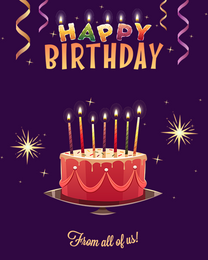 Stars Cake virtual Birthday eCard greeting
