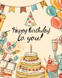 Cakes Candles virtual Birthday eCard greeting