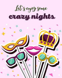 Crazy Nights online Group Party Card | Virtual Group Party Ecard