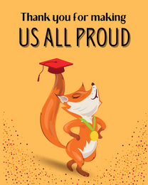 Us All Proud virtual Graduation Thank You eCard greeting