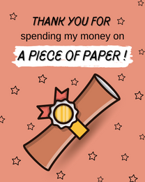 Piece Of Paper virtual Graduation Thank You eCard greeting