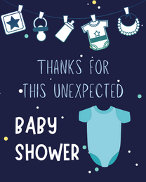Unexpected virtual Baby Shower Thank You eCard greeting