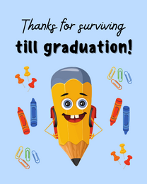 Surviving Long virtual Graduation Thank You eCard greeting