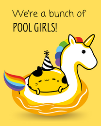 Bunch Pool Girls virtual Group Party eCard greeting