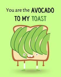 Avocado virtual Valentine eCard greeting