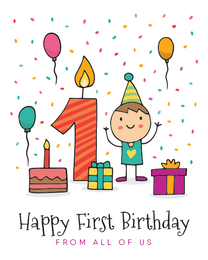 Cake Balloons virtual Kids Birthday eCard greeting