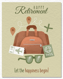 Happiness Begin online Retirement Card | Virtual Retirement Ecard