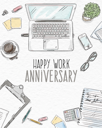 Office Elements virtual Work Anniversary eCard greeting