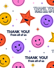 Stars Smiley online Funny Thank You Card