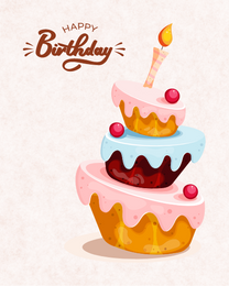 Curved Cake virtual Birthday eCard greeting
