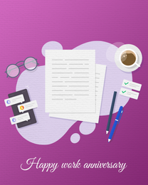 Office Table online Work Anniversary Card | Virtual Work Anniversary Ecard