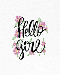 Hello Girl virtual Baby Shower eCard greeting