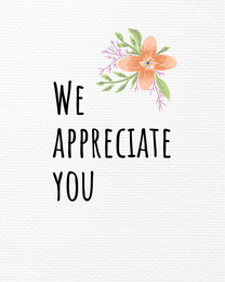 Floral Appreciation online Employee Appreciation Card | Virtual Employee Appreciation Ecard