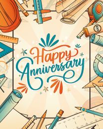 Colourful online Work Anniversary Card