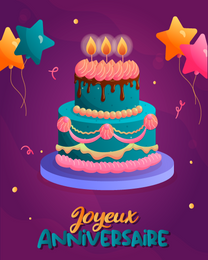Gâteau Dégradé online Joyeux Anniversaire Card